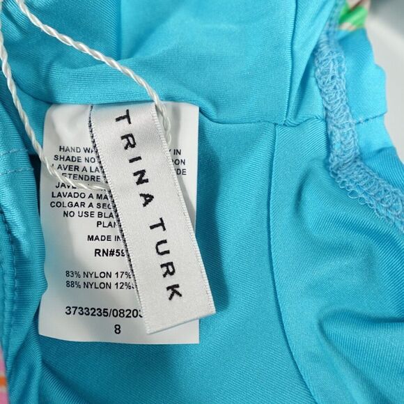 Trina Turk Womens Bikini Poppy Off The Shoulder Ruffle Bandeau Size 8 - Picture 7 of 8
